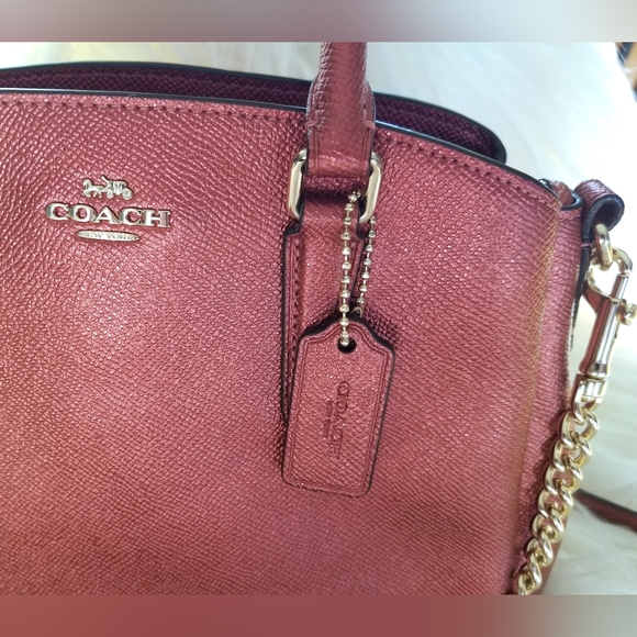 Coach NWOT, Mini Sage Carryall, Metallic Wine & Gold, & Sm. Corner Zip Wristlet - Picture 4 of 13